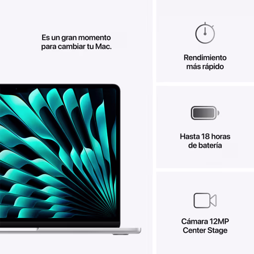 Imagen 2 de MC654CI/A MacBook Air 13.6/ M4 10C/ GPU 10C/ 24 RAM/ 512GB Silver