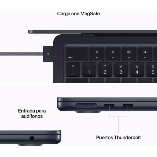 Imagen 5 de MC7X4CI/A MacBook Air 13.6/ M2 8C/ GPU 8C/ 16GB RAM/ 256GB Medianoche