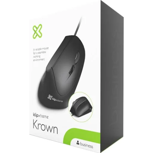 Imagen 11 de Mouse Ergonómico Alámbrico KlipX KMO-506 Óptico 1600dpi 6 Botones USB Negro