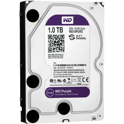 Imagen 0 de Disco Duro Western Digital Purple Surveillance 1TB 3.5" 5400 RPM SATA 6Gb/s 64MB
