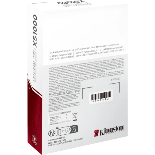 Imagen 3 de Unidad SSD Externo Kingston XS1000 2TB USB3.2 Gen2 Lec1050MBs Esc1000MBs Negro