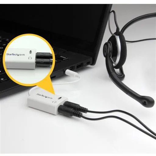 Imagen 4 de Adaptador de Audio StarTech Mini Jack 4 pin Macho a 2x 3 pin Hembra Jack/Mic
