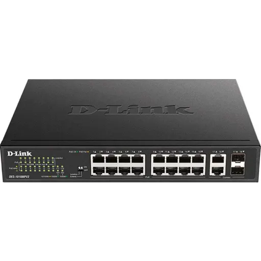 Imagen 1 de DES-1018MPV2 16 x 10/100 Mbps PoE + 2 x 10/100/100
