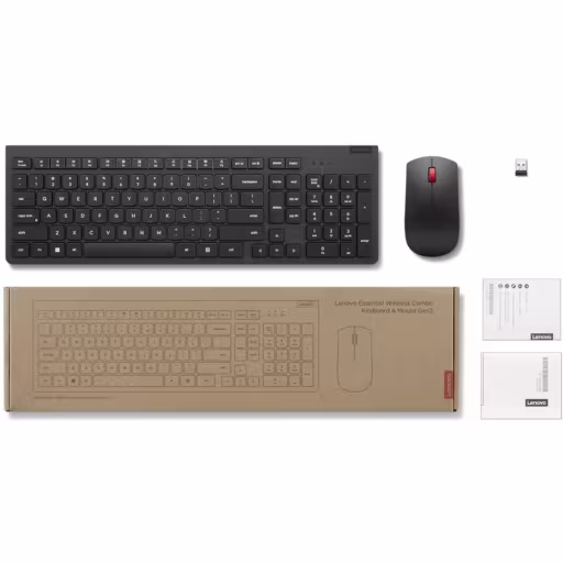 Imagen 0 de Kit Teclado Mouse Inalámbrico Lenovo Essential, 2,4Ghz USB Español Color Negro