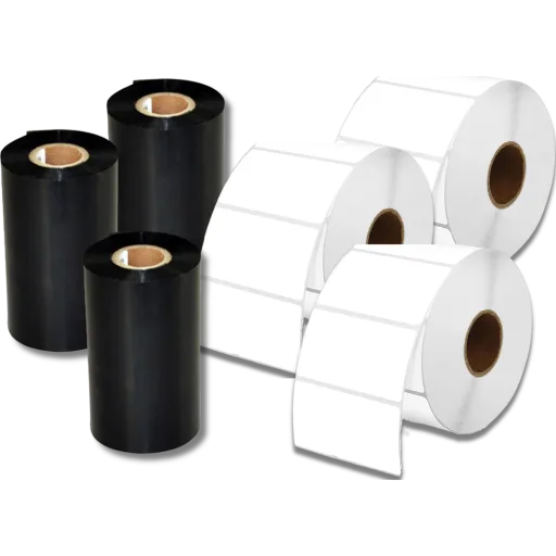 PACK 3 Rollos 1200 Etiq Autoad.blancas s/brillo 100x50 buje 1"" 3 Cinta TTR