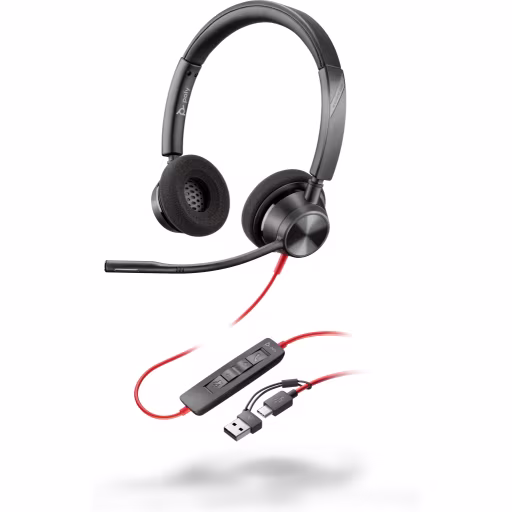Imagen 4 de Audífonos Alámbricos Poly Blackwire 3320, Stereo Adaptador USB-C/A Color Negro