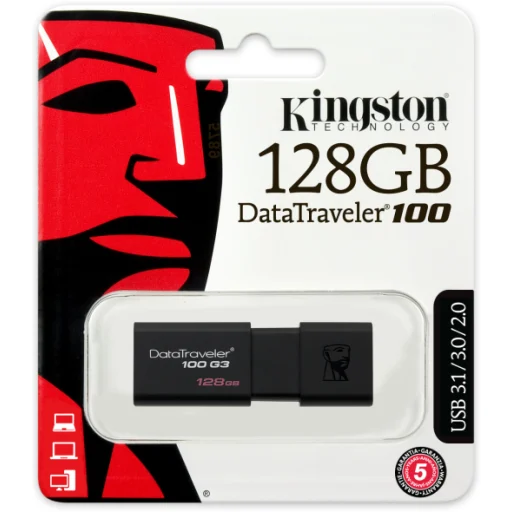 Imagen 2 de Pendrive 128GB Kingston DataTraveler 100 G3 USB 3.0 Color Negro 