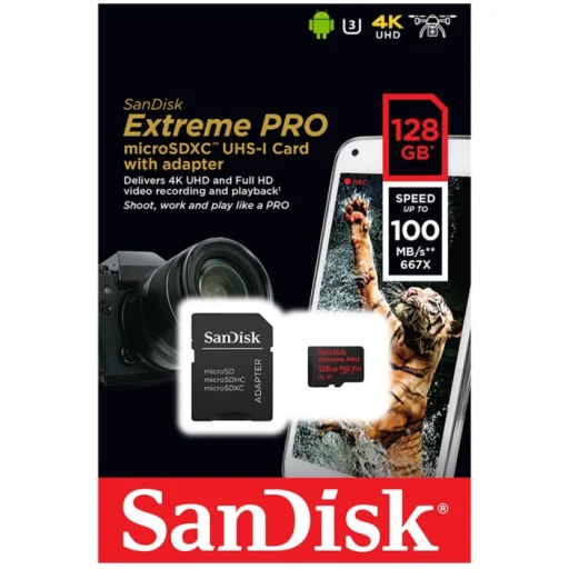 Imagen 1 de Mem SanDisk Extreme Pro 128gb microSDXC C10 A1 UHS-1 U3 V30