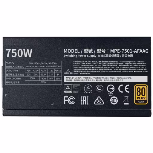 Imagen 2 de Fuente de Poder Cooler Master MWE Gold V2, 750W Certf 80+ Gold Full Modular ATX