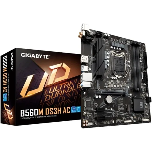 Imagen 0 de Gigabyte B560 DS3H AC - 1.0 - placa base - ATX - Socket LGA1200 - B560 Chipset - USB-C Gen1, USB 3.2 Gen 1 - Gigabit LAN, Wi-Fi, Bluetooth - Tarjeta gráfica (CPU necesaria) - HD Audio (8-canales)