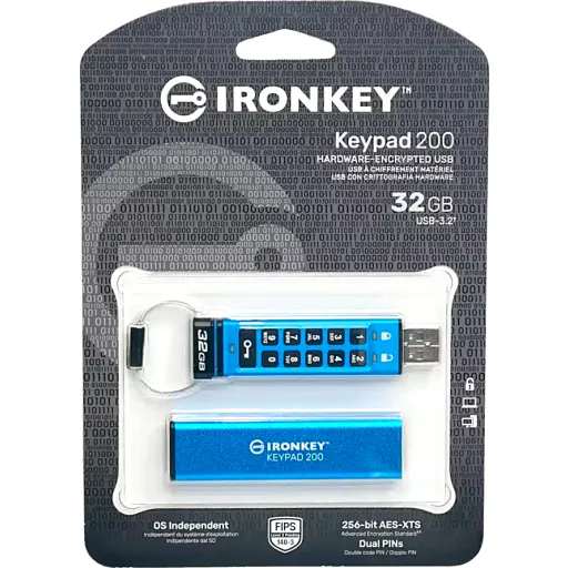 Imagen 0 de Pendrive Cifrado 32GB Kingston Ironkey Keypad 200 Conector USB 3.2 Gen 1