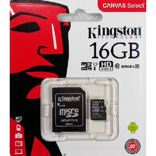 Imagen 0 de Memoria MicroSDHC 16GB Kingston Canvas Select  SDHC SDXC CL10 UHS-I U1 c/ Adapt.