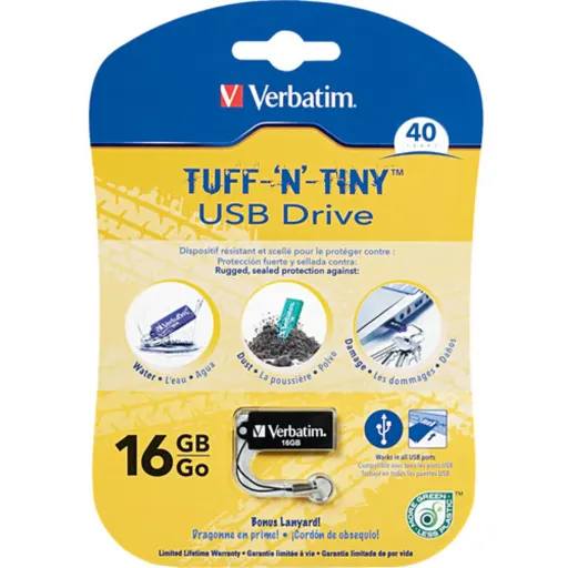Imagen 0 de Verbatim Tuff-N-Tiny Black 16 GB (97168)