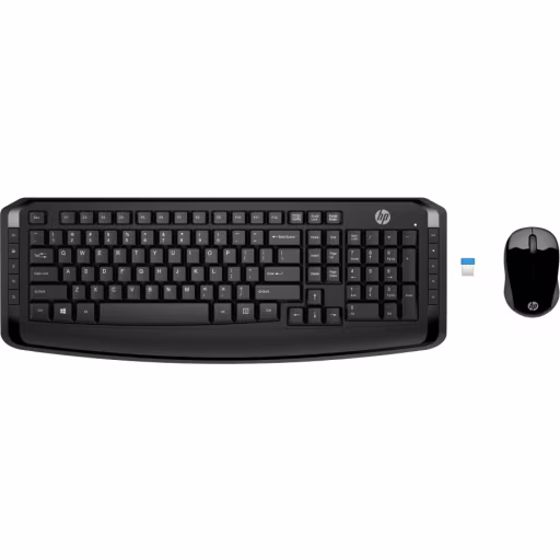 Kit Teclado Mouse Inalámbrico HP 300 Nano Receptor USB Color Negro