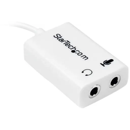 Imagen 1 de Adaptador de Audio StarTech Mini Jack 4 pin Macho a 2x 3 pin Hembra Jack/Mic