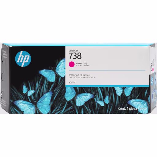 Cartridge HP 738 Magenta Compatible con DesignJet Plotter T850/T950, 300ml