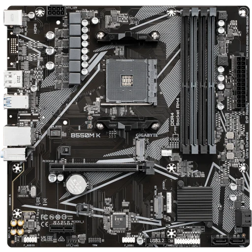 Imagen 1 de Tarjeta Madre Gigabyte B550M K R1.0 AMD Skt AM4 microATX 4*DDR4 2*M.2 DP HDMI 