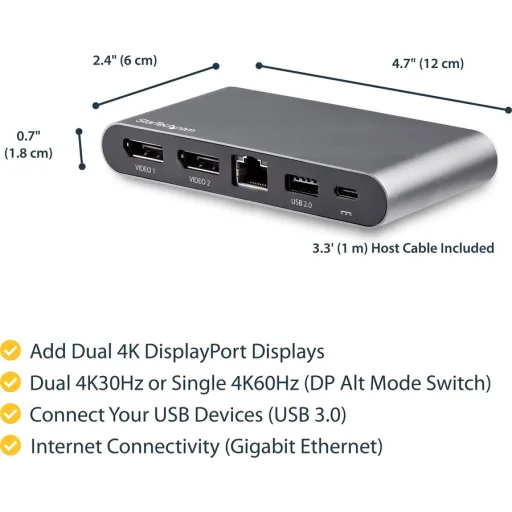 Imagen 7 de Docking Station StarTech Host USB-C, 4K 2*DP USB2.0 USB-A3.0 USB-C LAN p/2 Monit