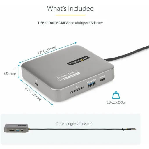 Imagen 12 de Docking Station StarTech USB-C a 2*HDMI 4K 60Hz, LAN SD/MMC USB-A 2*USB-C