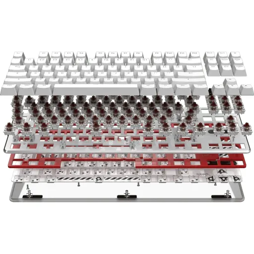 Imagen 0 de Pulsar PCMK ANSI TKL Keyboard Barebone White - Kailh Box Red Quiet Switches (PCMK801W)