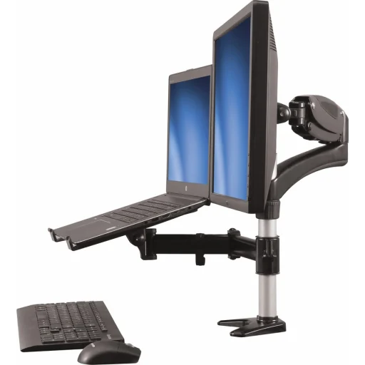 Mount-It! Brazo de escritorio para laptop | Soporte giratorio para laptop  con brazo de resorte de gas | Soporte de brazo de computadora portátil