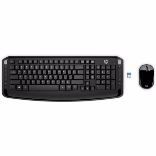 Imagen 0 de Kit Teclado Mouse Inalámbrico HP 300 Nano Receptor USB Color Negro