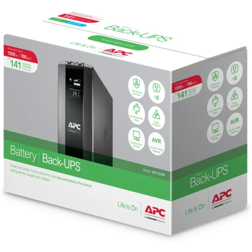 Imagen 6 de UPS APC 1300VA 780W Torre interactiva BackProBR enc IEC 230V Interfaz LCD