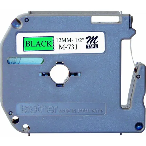 Imagen 0 de Cinta Rotuladora Brother M-731 Negro-Verde 12mm 8mts Comp rotulad. Brother PT-90
