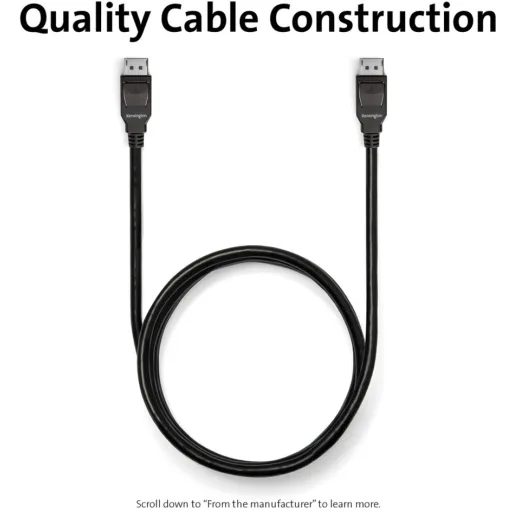 Imagen 10 de Cable DisplayPort v1.4 M/M 8K Cable 1.8mts 6ft Pasivo Color Negro - Kensington