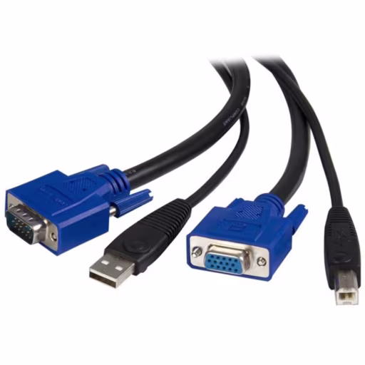 Imagen 0 de Cable KVM Todo en 1 VGA USB-A USB-B HD15 2 en 1 Longitud 1.8 metros 