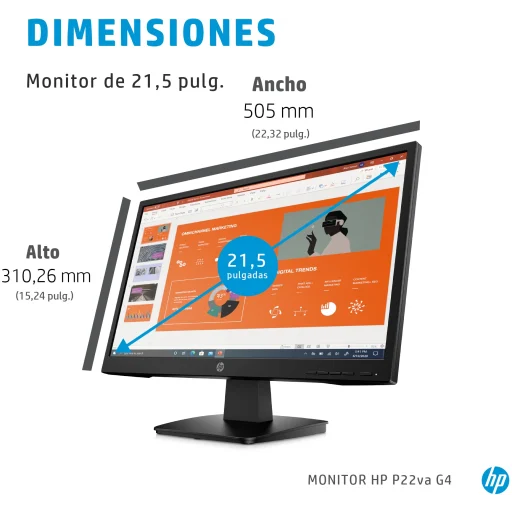 Imagen 7 de Monitor HP P22VA G4 21.5" FHD 1920*1080 LED VA HDMI VGA 7ms 60Hz