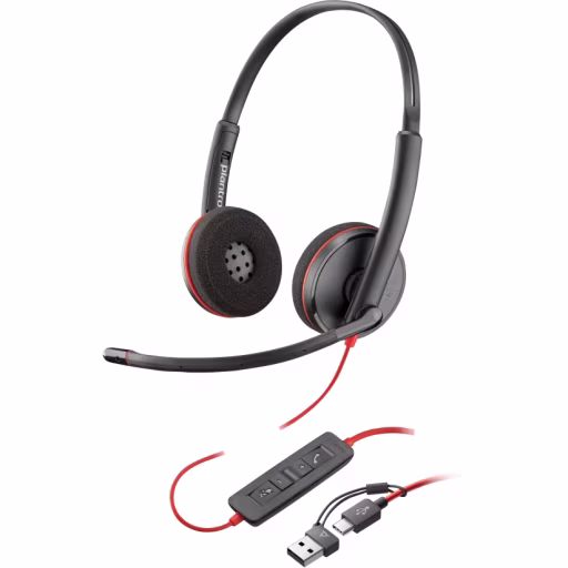Imagen 0 de Cintillo Multimedia Poly Blackwire 3220 Stereo USB-C Headset +USB-C/A