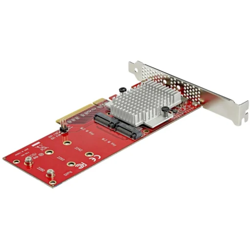 Imagen 7 de StarTech.com Adaptador PCI Express x8 para Dos SSD M.2 - PCI-E 3.0 - Tarjeta Adaptadora PCI-E para SSD M.2 NVMe AHCI - (PEX8M2E2) - Adaptador de interfaz - M.2 - Expansion Slot to M.2 - M.2 Card perfil bajo - PCIe 3.0 x8 - rojo - Conforme a la TAA