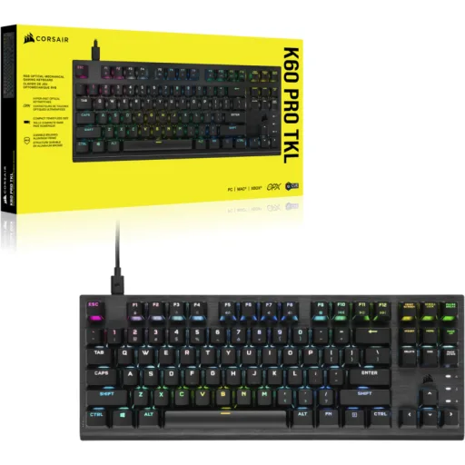 Imagen 1 de CORSAIR K60 PRO RGB - Juego de teclado y raton - mechanical, TKL, gaming - retro