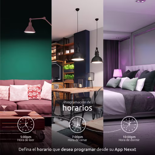 Imagen 3 de Pack 3 Ampolletas Smart Nexxt NHB-C120, WiFi RGB 220V A19 Smart Home