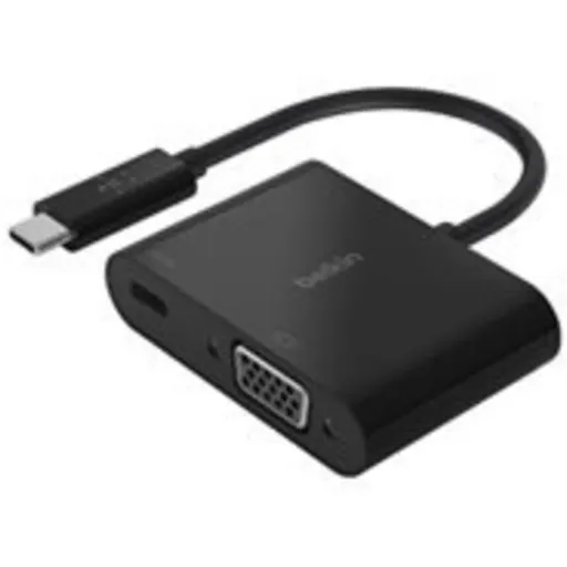 Imagen 10 de Belkin USB-C to VGA + Charge Adapter - Conversor de interfaz de vídeo - USB-C (M) a HD-15 (VGA), USB-C (solo alimentación) (H) - negro - compatibilidad con 1080p, USB Power Delivery (60W)