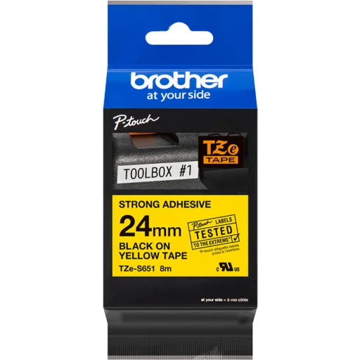 Imagen 2 de CINTA BROTHER TZE-S651 24mm black on yellow industrial tape