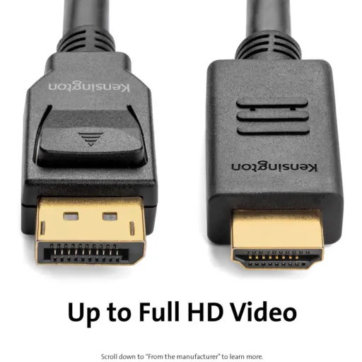 Imagen 12 de Cable DisplayPort a HDMI FHD 1920*1200 Longitud 1,8 metros Negro Kensington