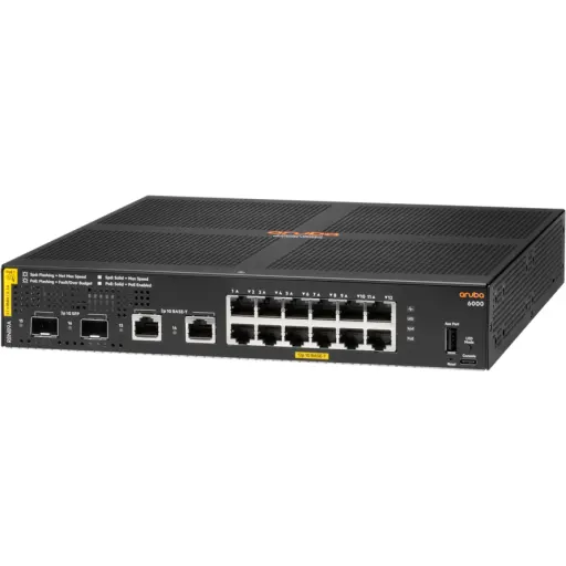 Imagen 1 de Switch Aruba 6000, 12 Puertos PoE 10/100/1000Mbit/s + 2 SFP 32Gbits 8192 Ent Adm