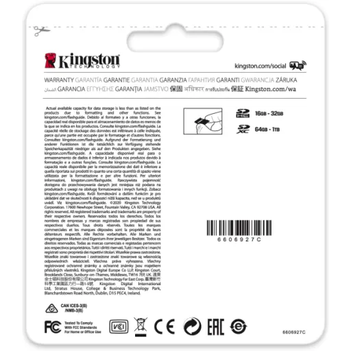 Imagen 3 de Memoria SDXC 256GB Kingston Canvas Select Plus 100R C10 UHS-I Le100MB/s Es85MB/s