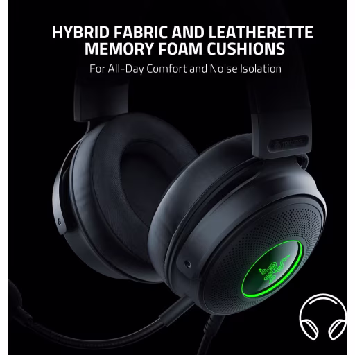Imagen 4 de Audífonos Gamer Alámbricos Razer Kraken V3, Chroma RGB Audio espacial THX USB-A 