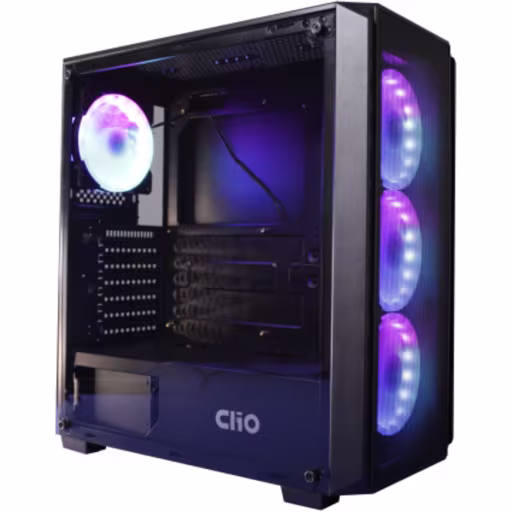 Imagen 1 de Gabinete Gamer Clio P1 MESH, 4 FAN ARGB USB3.0/2.0 VidrioTemplado Full ATX Negro