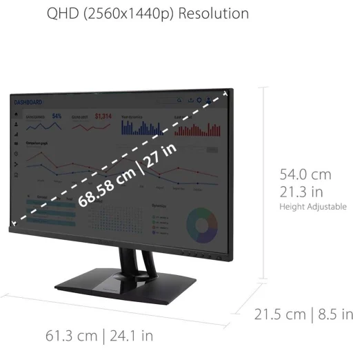 Imagen 11 de Monitor Viewsonic VP2756-2K 27" QHD 2560*1440 LED IPS DP HDMI USB3.2 USB-C 60Hz