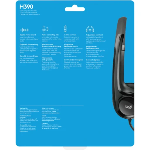 Imagen 8 de Cintillo Multimedia Logitech H390 ClearChat Comfort Alámbrico USB Color Negro