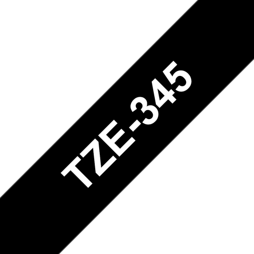 Cinta Brother TZE-345, 18mm Blanco sobre fondo Negro 8mts