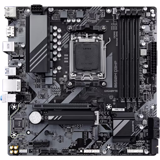 Imagen 2 de Tarjeta Madre Gigabyte B650M D3HP Socket AMD AM5 4*DDR5  DP HDMI LAN mATX