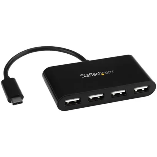 Adaptador Concentrador Hub Ladrón USB 3.0 StarTech.com Super Speed 4  Puertos Salidas Portátil para Laptop Ordenador - Negro - Hub - 4 x  SuperSpeed USB 3.0 - sobremesa - para P/N: FCREADMICRO3, MSDREADU3CA