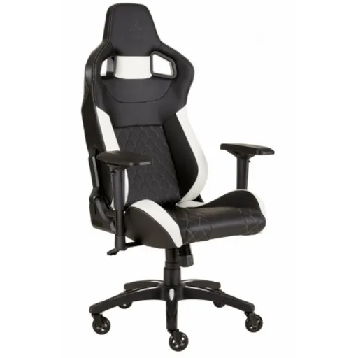 Imagen 1 de CORSAIR T1 RACE 2018 - Silla - silla reclinable - reposabrazos - forma de T - nailon, espuma de poliuretano, piel de poliuretano, marco de metal, cuero PVC 3D - negro, blanco