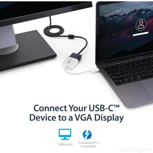 Imagen 5 de Adaptador Gráfico USB-C a VGA USB 3.1 Tipo-C Color Blanco Resolucion 1920*1200