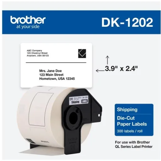 Imagen 2 de Cinta Rotuladora Brother DK1202 6cm x 10cm x 300 Etiquetas Color Blanco